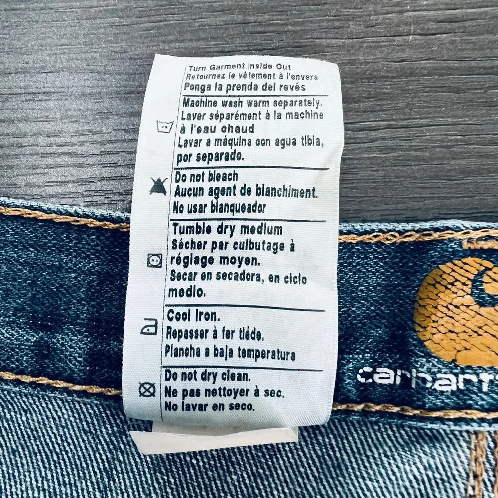 Carhartt Jeans Mens 42X30 Blue Relaxed Fit Straight Leg Carpenter Work Denim
